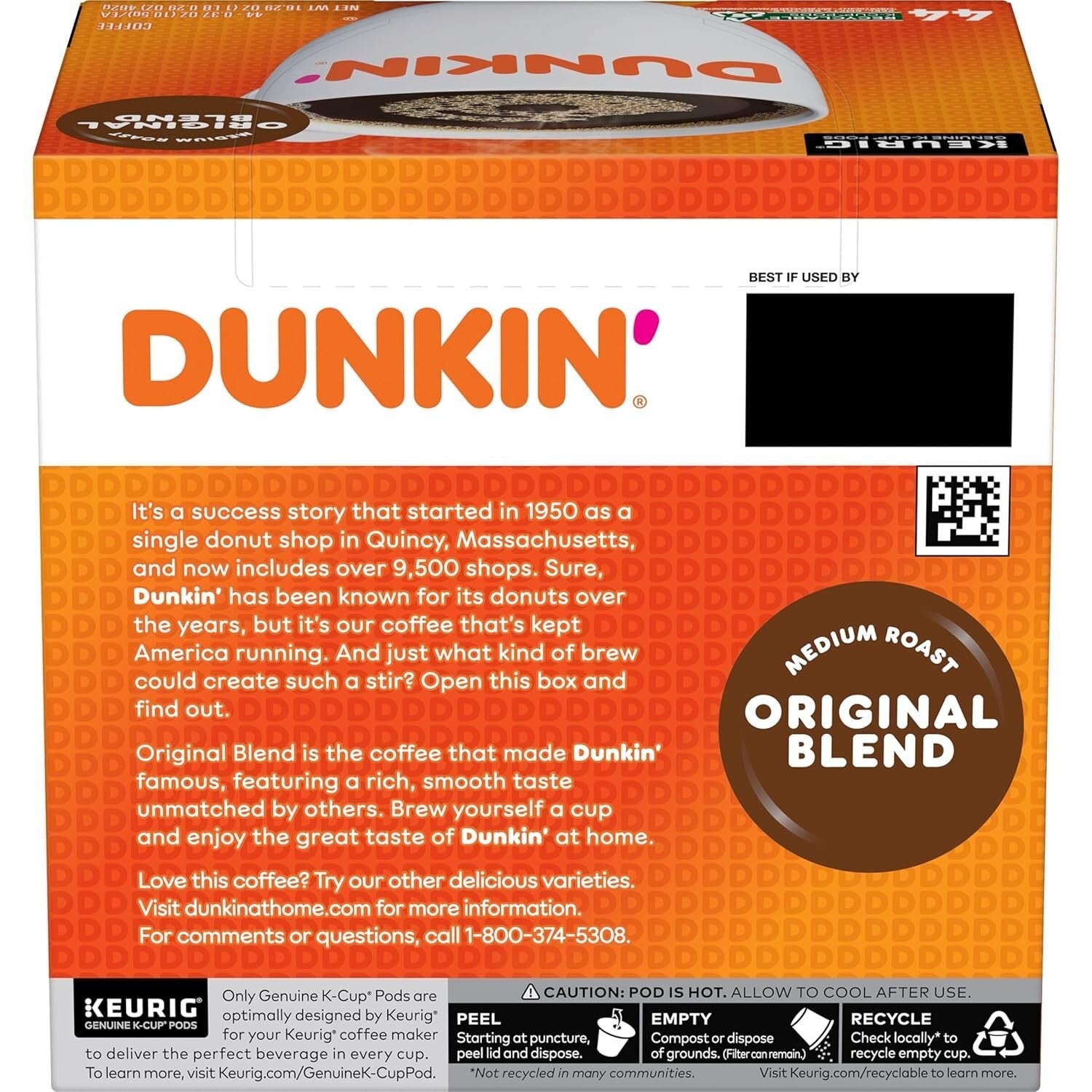 Dunkin' Original Blend Medium Roast Coffee - 176 K-Cup Pods for Quick Brewing