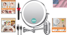 Load image into Gallery viewer, 8” Round Makeup Mirror with 54 LED Lights - Rechargeable &amp; Adjustable Brightness