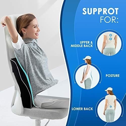 Ergonomic Cooling Memory Foam Lumbar Pillow for Lower Back Pain Relief & Comfort