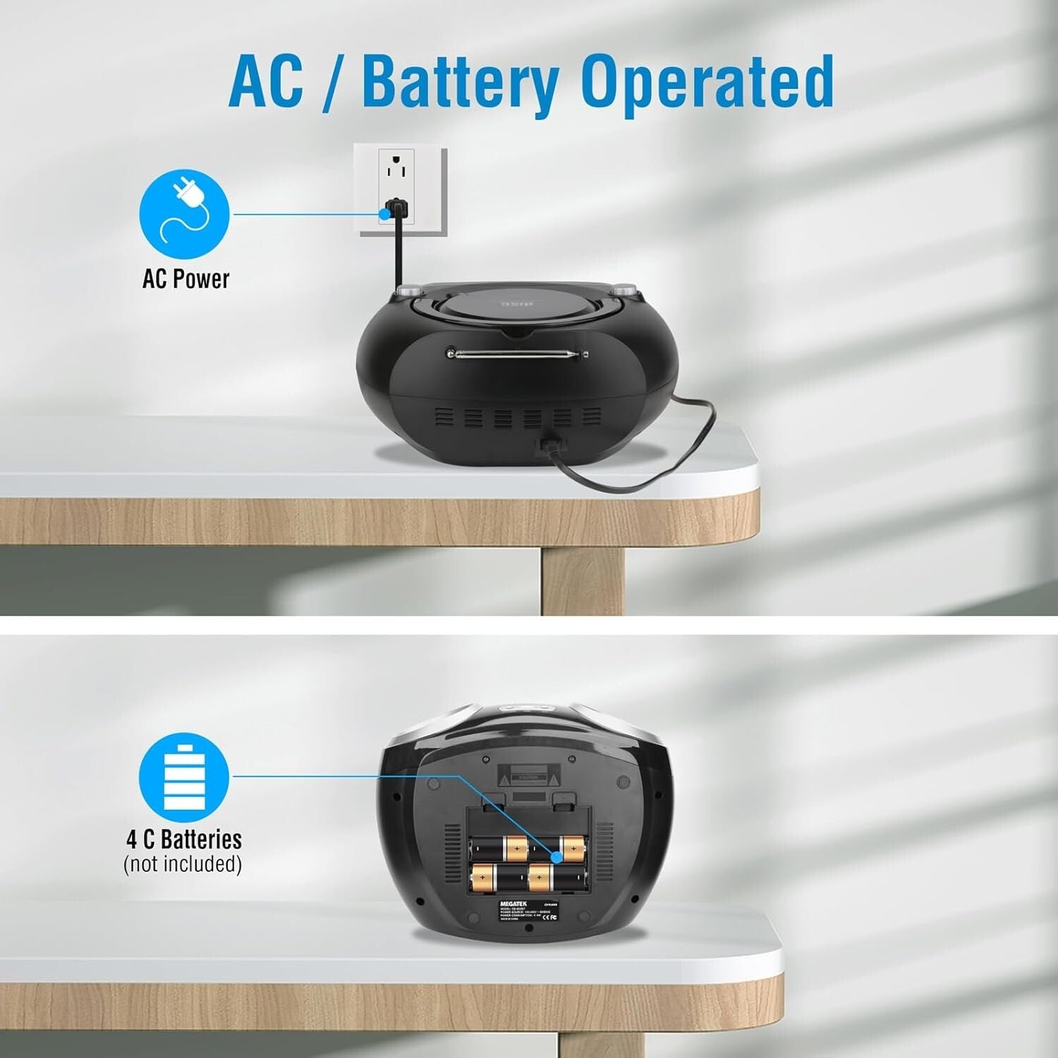 Multi-Functional Portable CD Boombox with USB and AUX - Great Sound Quality