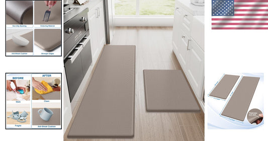 Cushioned 17.3'' x 30'' + 17.3'' x 59'' Non-Slip Kitchen Rugs for Comfort