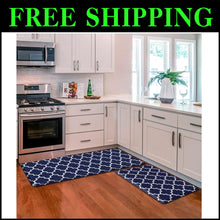 Load image into Gallery viewer, Waterproof Non-Skid Blue Kitchen Mat Set [2 Pcs] for Enhanced Standing Comfort