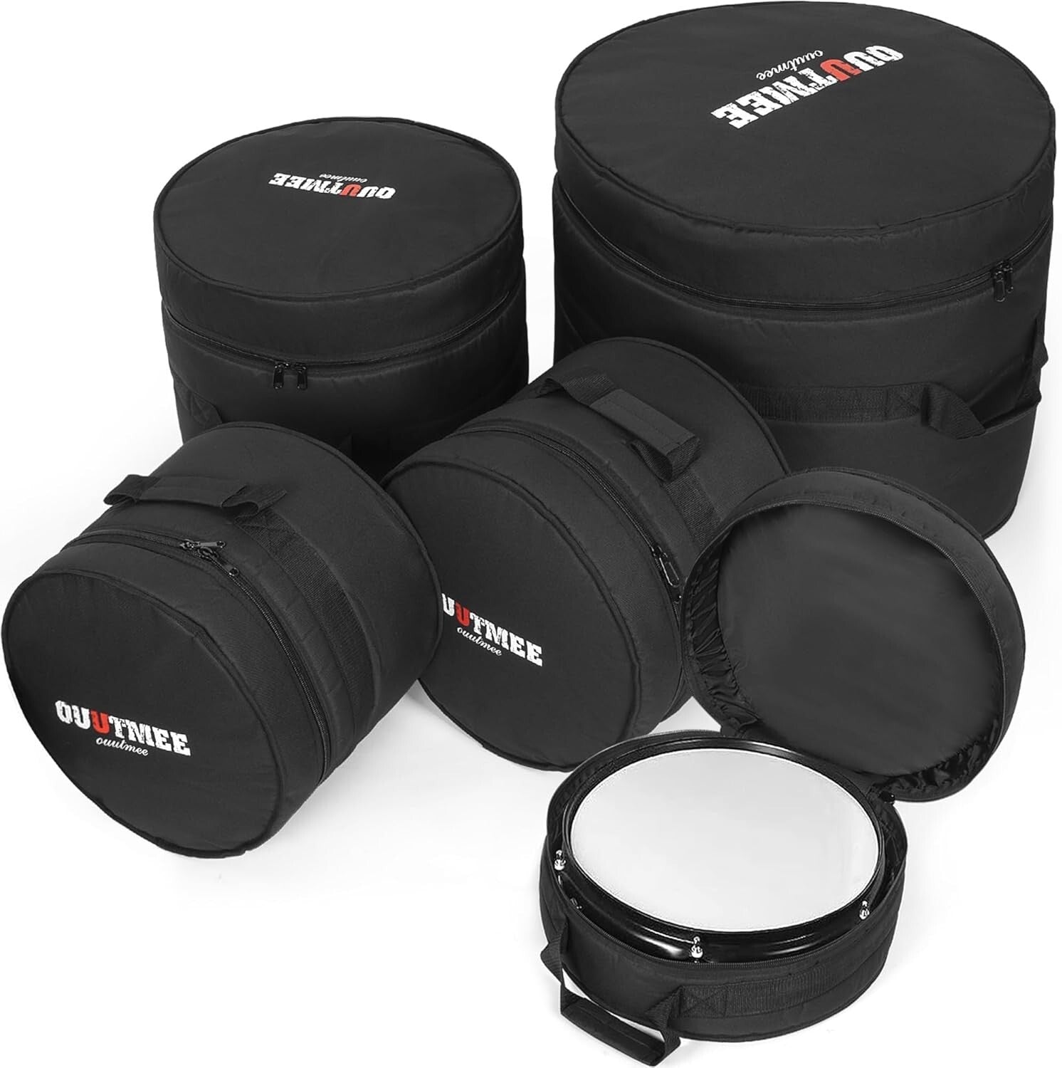 Durable 5-Piece Nylon Drum Bags with 10mm Padding - Perfect for Musicians