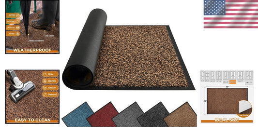 Machine Washable Low Profile Entry Rug, 60" x 36", Stain Resistant Doormat