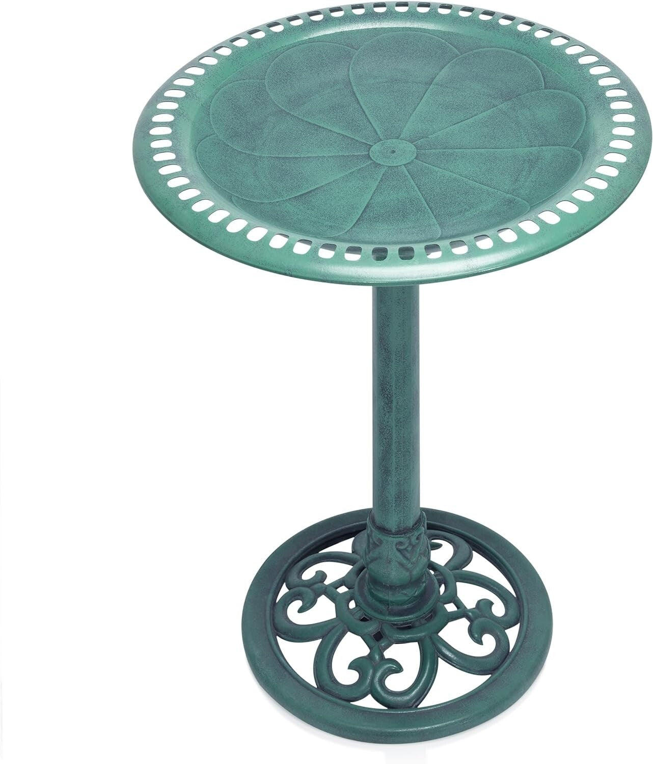 Elegant 28" Tall Outdoor Bird Bath with Scrollwork for Yard and Garden Décor