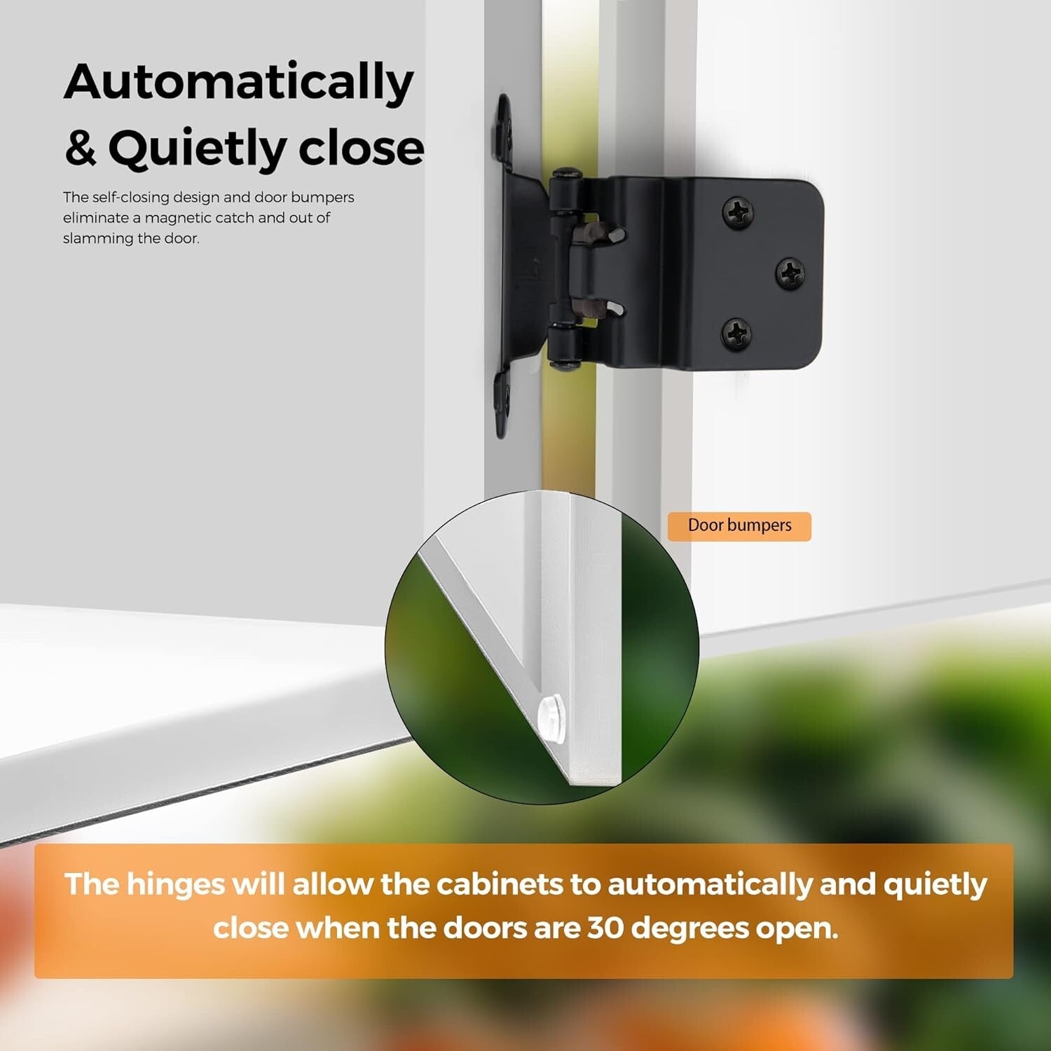 Easy Install 3/8" Inset Cabinet Hinges with Soft Close - 60 Matte Black Pieces