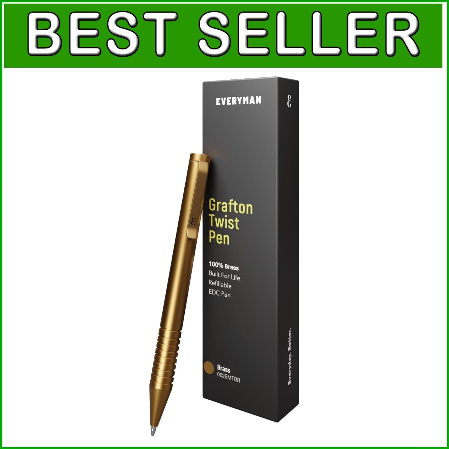 Compact Brass EDC Twist Pen with Refillable Cartridge - Sophisticated Design