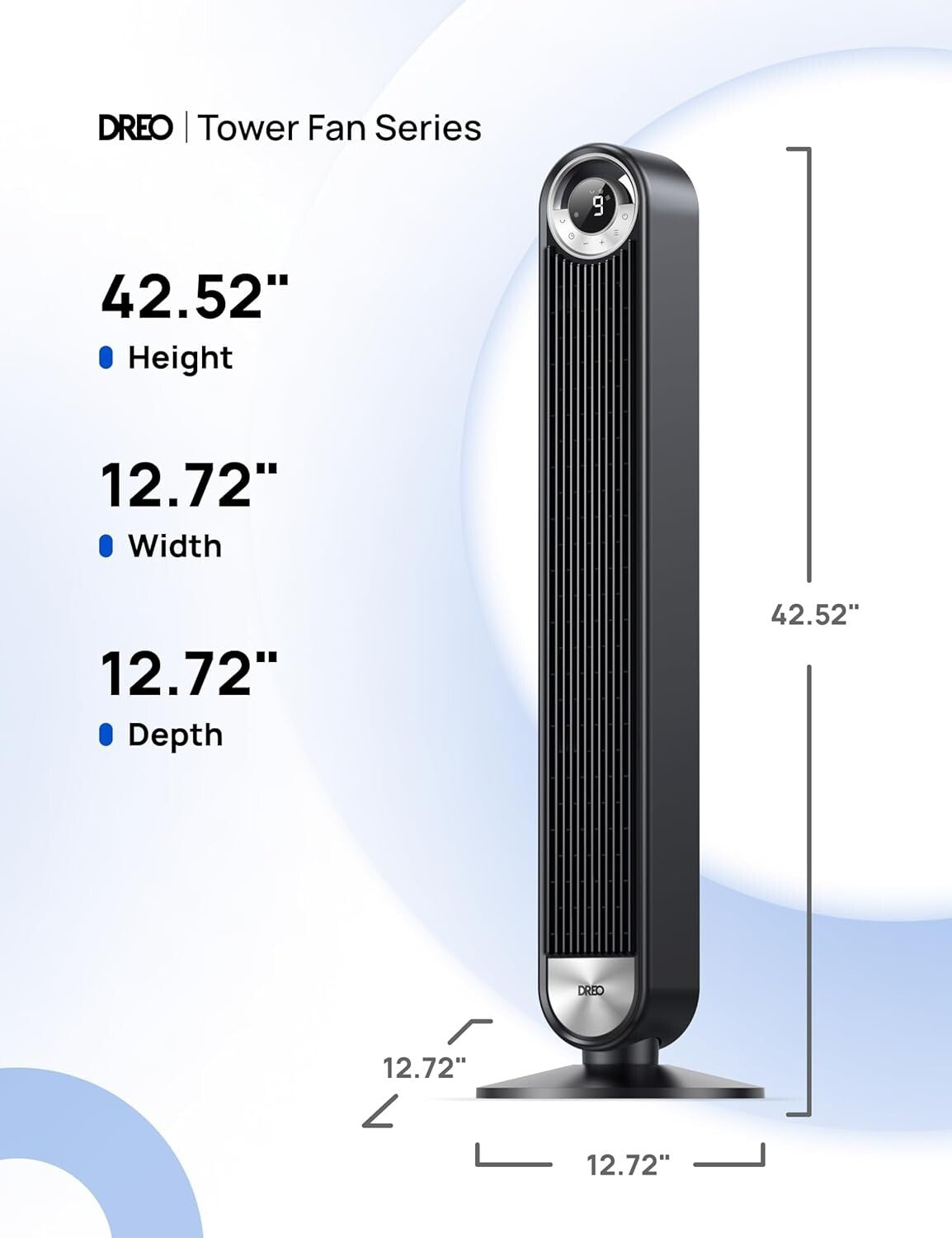 Elegant 90° Oscillating Tower Fan - Remote Control, 25 dB Silent Operation