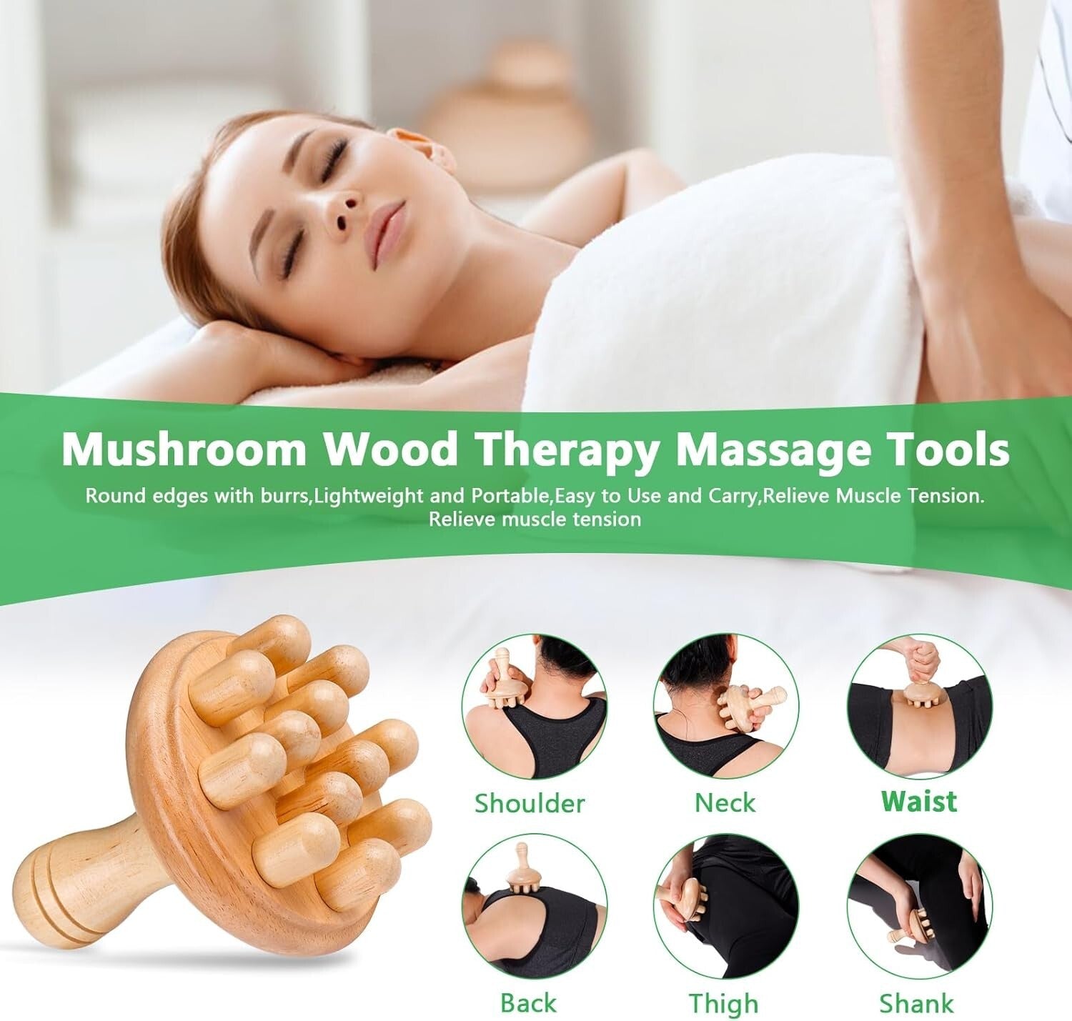 6-in-1 Wooden Massager Kit for Body Sculpting and Lymphatic Drainage Therapy