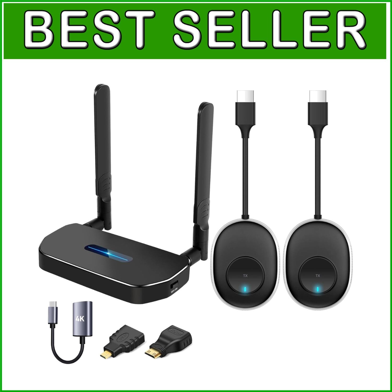 4K HDMI Wireless Transmitter Kit with Receiver - Effortless Device Switching