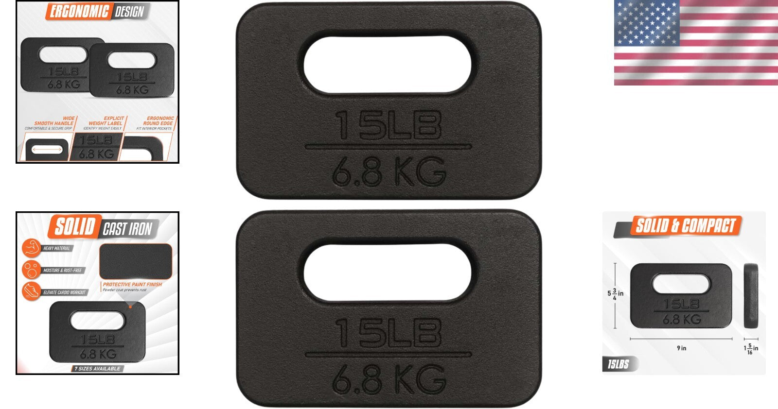 Durable 15LB Ruck Weight Plates with Comfortable Grip for Enhanced Workouts