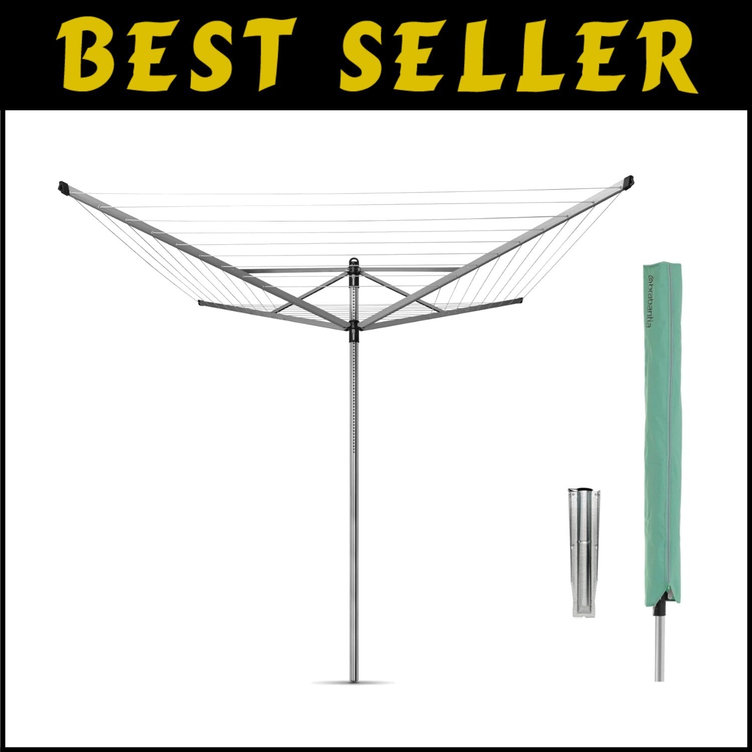 Height Adjustable Lift-O-Matic 4 Arm Outdoor Clothesline - 197 ft Drying Space