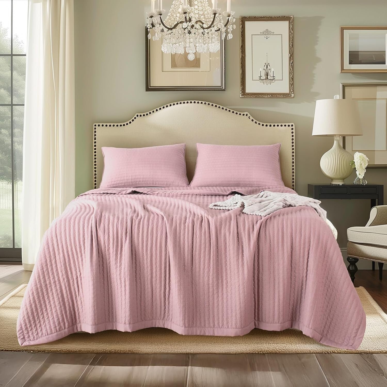 Stone Washed Minimalist Quilt Mini Set - Soft Microfiber Full/Queen + 2 Shams