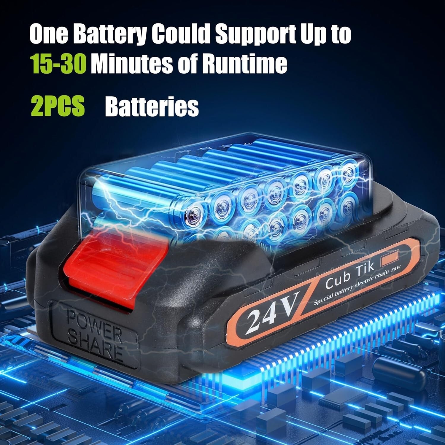 Lightweight 1.54 Lb Electric Chainsaw with Dual Batteries for Easy Pruning