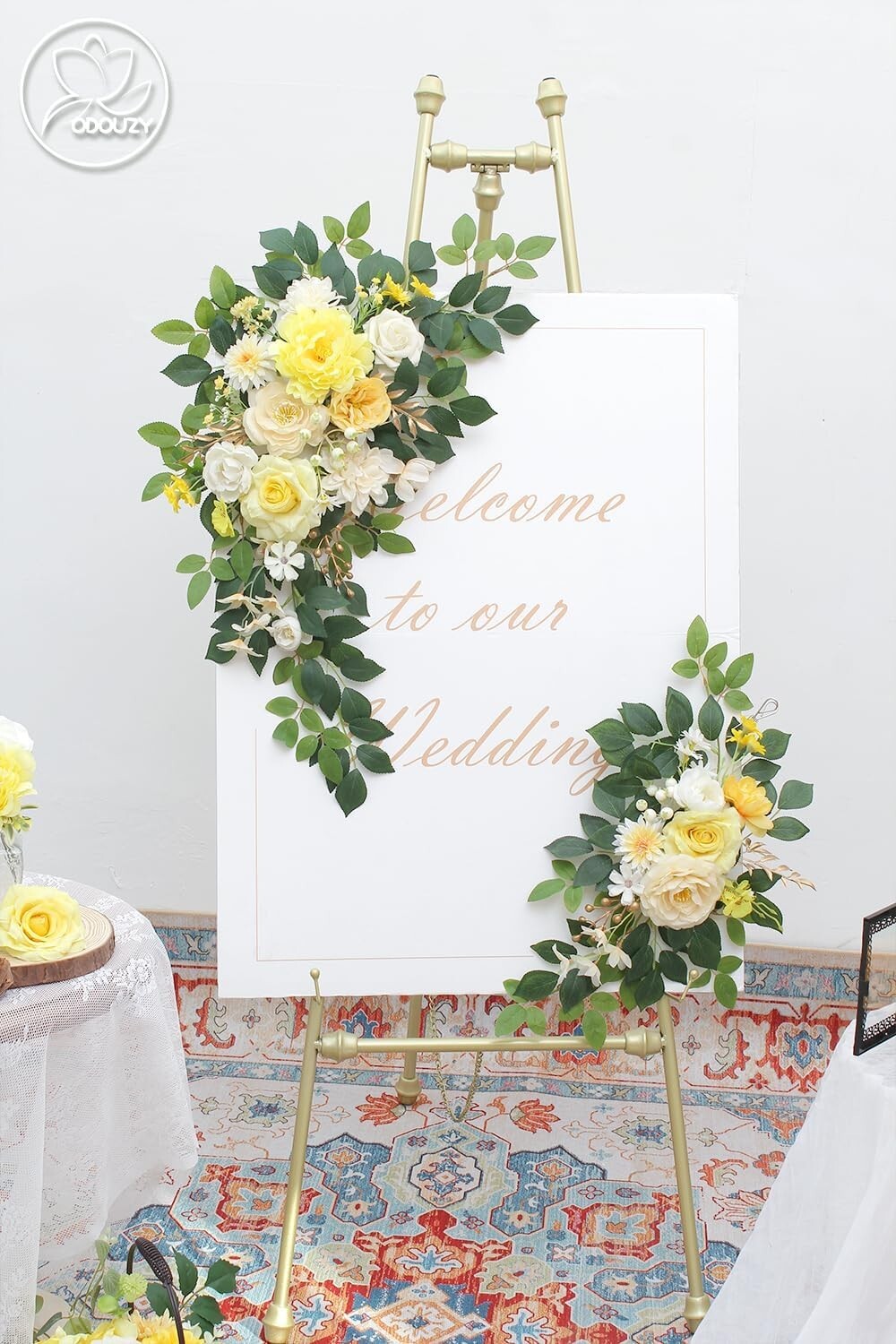 Versatile Yellow Floral Arch Arrangement - Ideal for Weddings and Celebrations