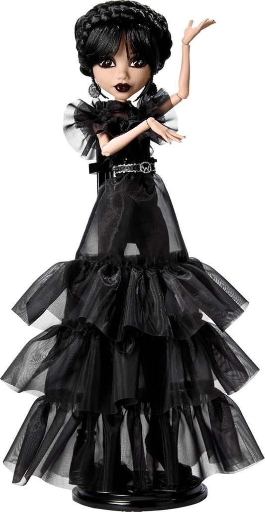 Wednesday Doll Collectible in Gothic Dance Gown - Includes Stand & Accessories