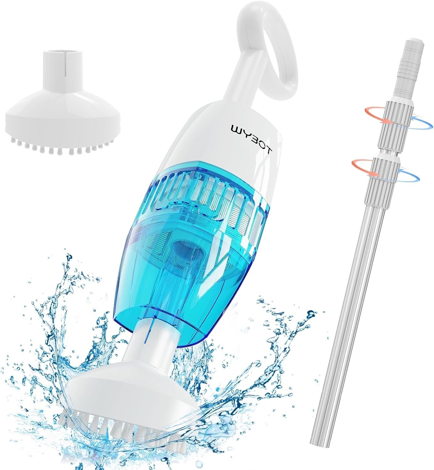 2024 Handheld Cordless Pool Vacuum with Dual Brush Heads for Effortless Cleaning