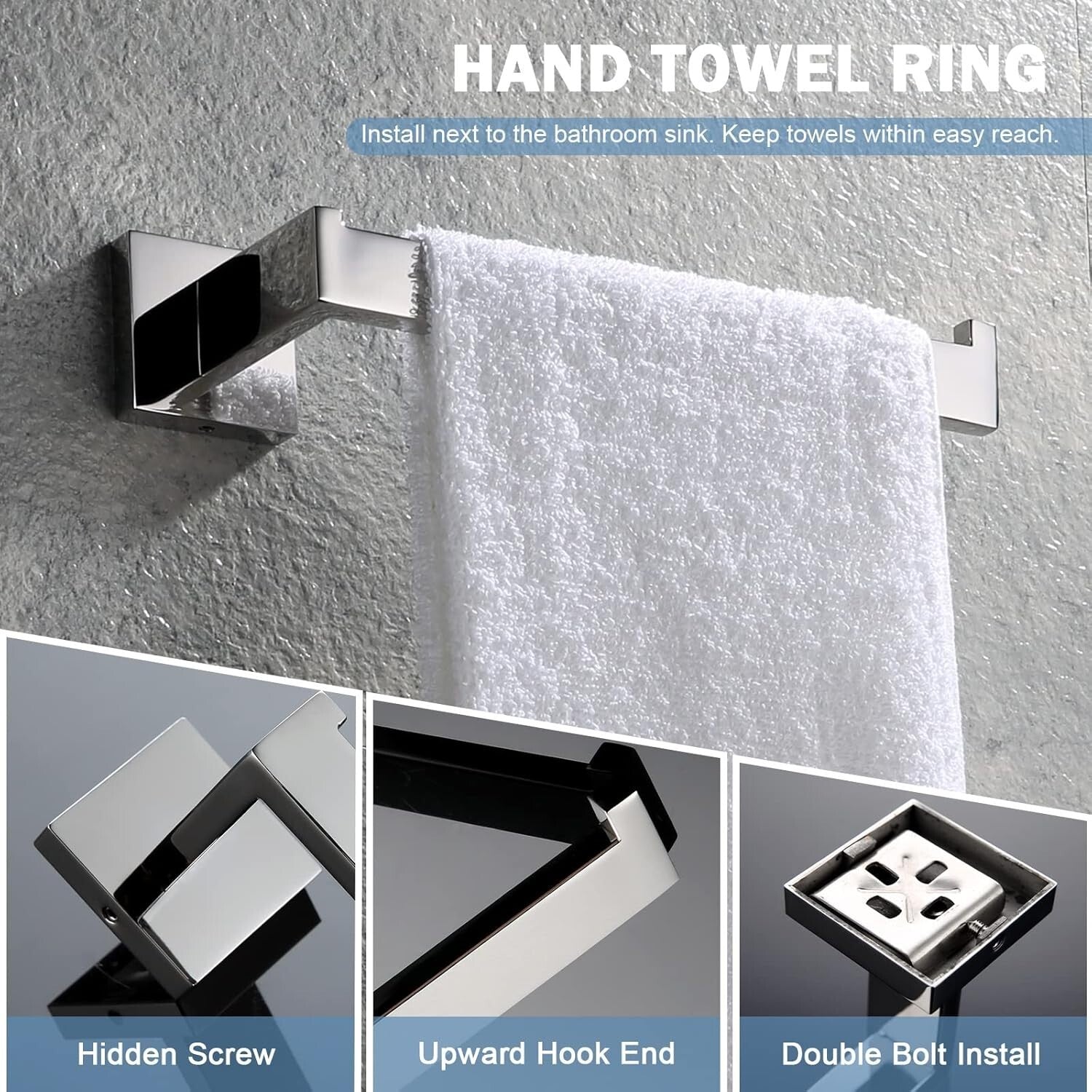 Elegant 4-Piece Wall Mounted Towel Bar Set - Polished Stainless Steel Finish