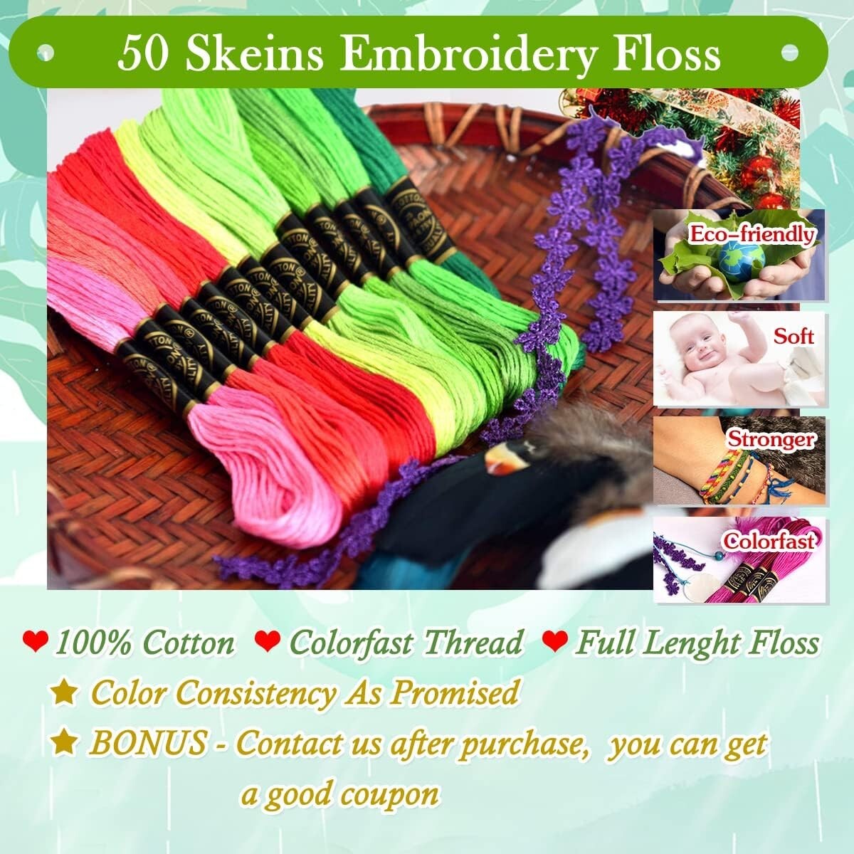 10 Packs of 50 Colors Cotton Embroidery Floss - Perfect for Crafts & Gifts