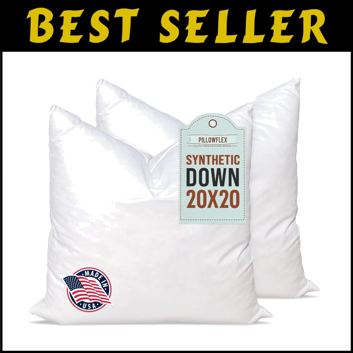 Premium Down Alternative 20x20 Pillow Inserts - Supportive, Washable & Stylish