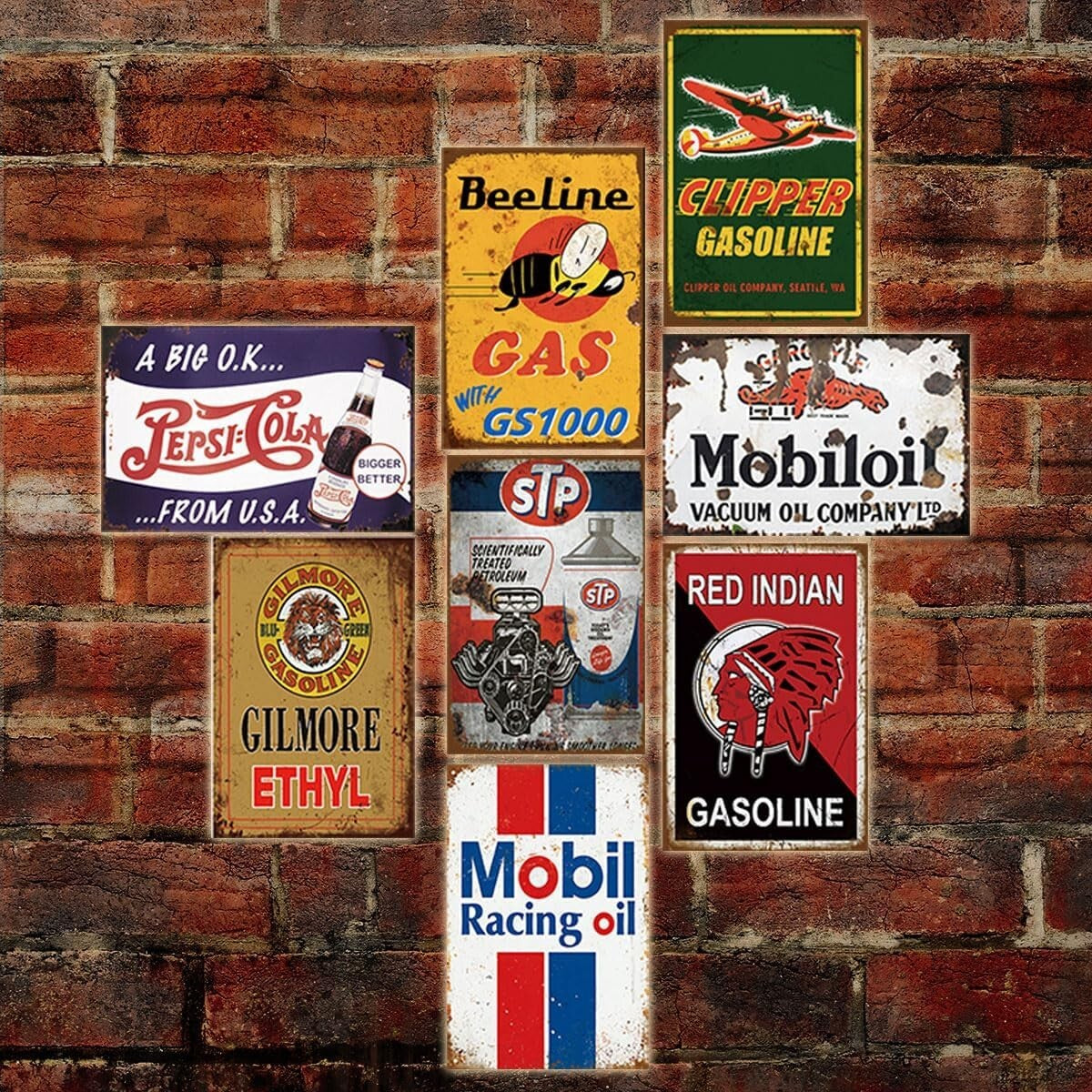 Nostalgic 35-Piece Metal Sign Collection for Kitchen, Bar, and Garage