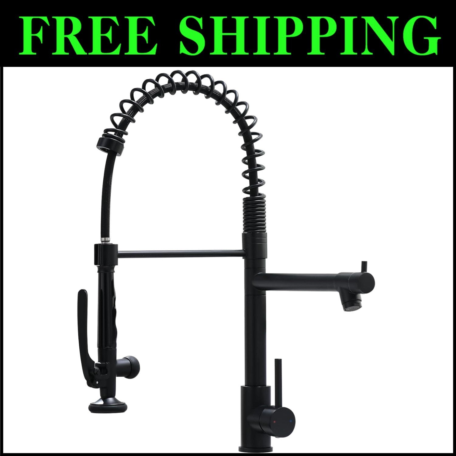 Elegant Matte Black Gooseneck Faucet with Pull Down Sprayer for Modern Kitchens