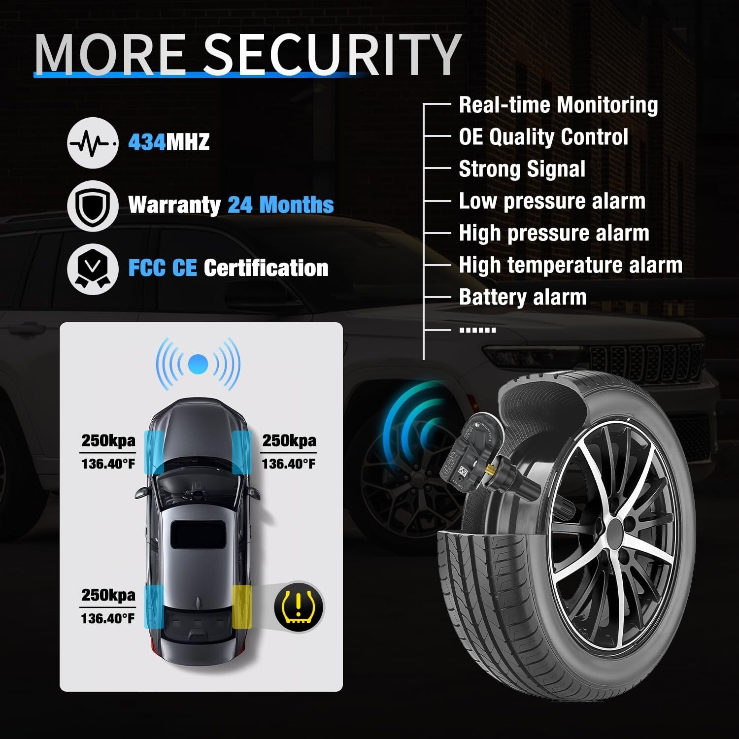 High Accuracy TPMS Sensors for RAM 2500 3500 4500 5500 & Jeep Cherokee - OE Fit