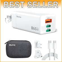 Load image into Gallery viewer, Portable 65W Charger with Short Circuit Protection - 3 Ports for Every Device