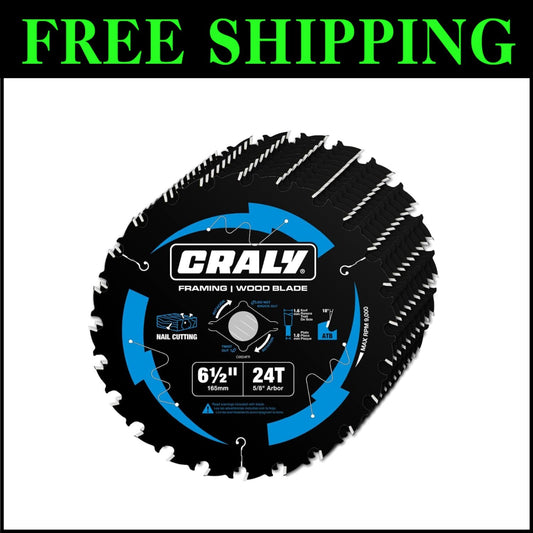 Premium 6-1/2 Inch 24 Teeth Circular Saw Blades with Black Ice Coating - 10 Pack