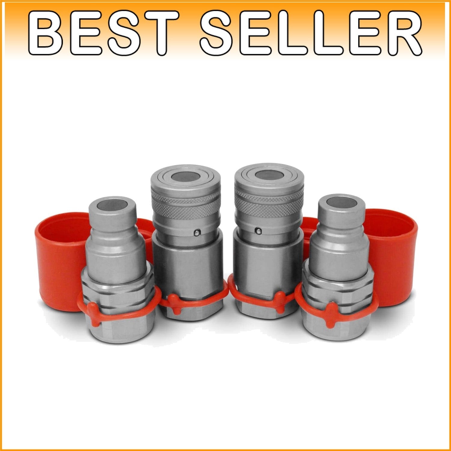 Durable Skid Steer Quick Connect Couplers Set with Dust Caps – 2 Heavy-Duty Sets