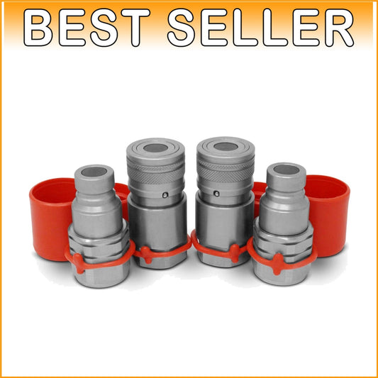 Durable Skid Steer Quick Connect Couplers Set with Dust Caps – 2 Heavy-Duty Sets