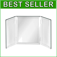 Load image into Gallery viewer, 40x40 Inch Silver Trifold Mirror - Versatile &amp; Elegant Hanging or Tabletop Style