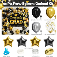 Load image into Gallery viewer, One-Stop Graduation Party Kit - 245pcs Black &amp; Gold Supplies for Easy Hosting