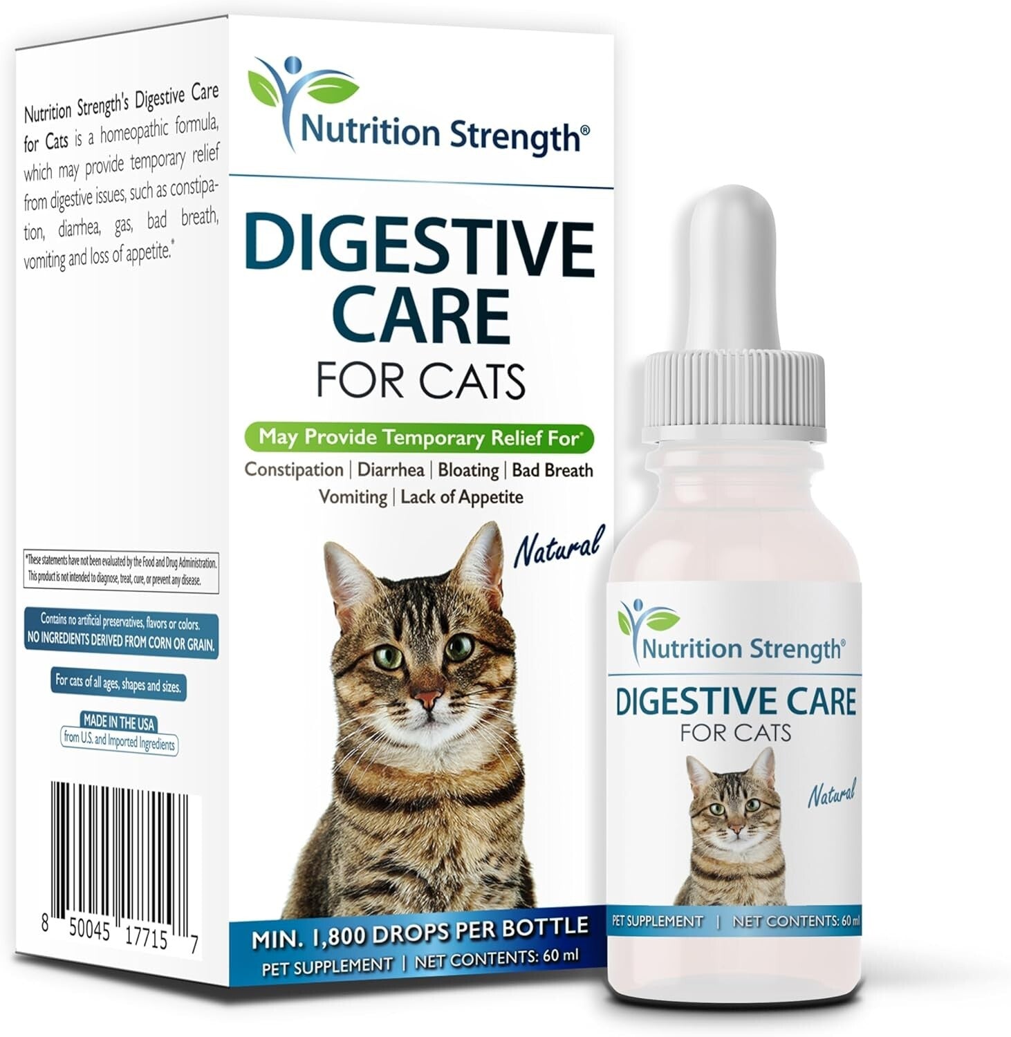 Gentle Digestive Care Drops for Cats - 60ml Natural Constipation & Diarrhea Aid