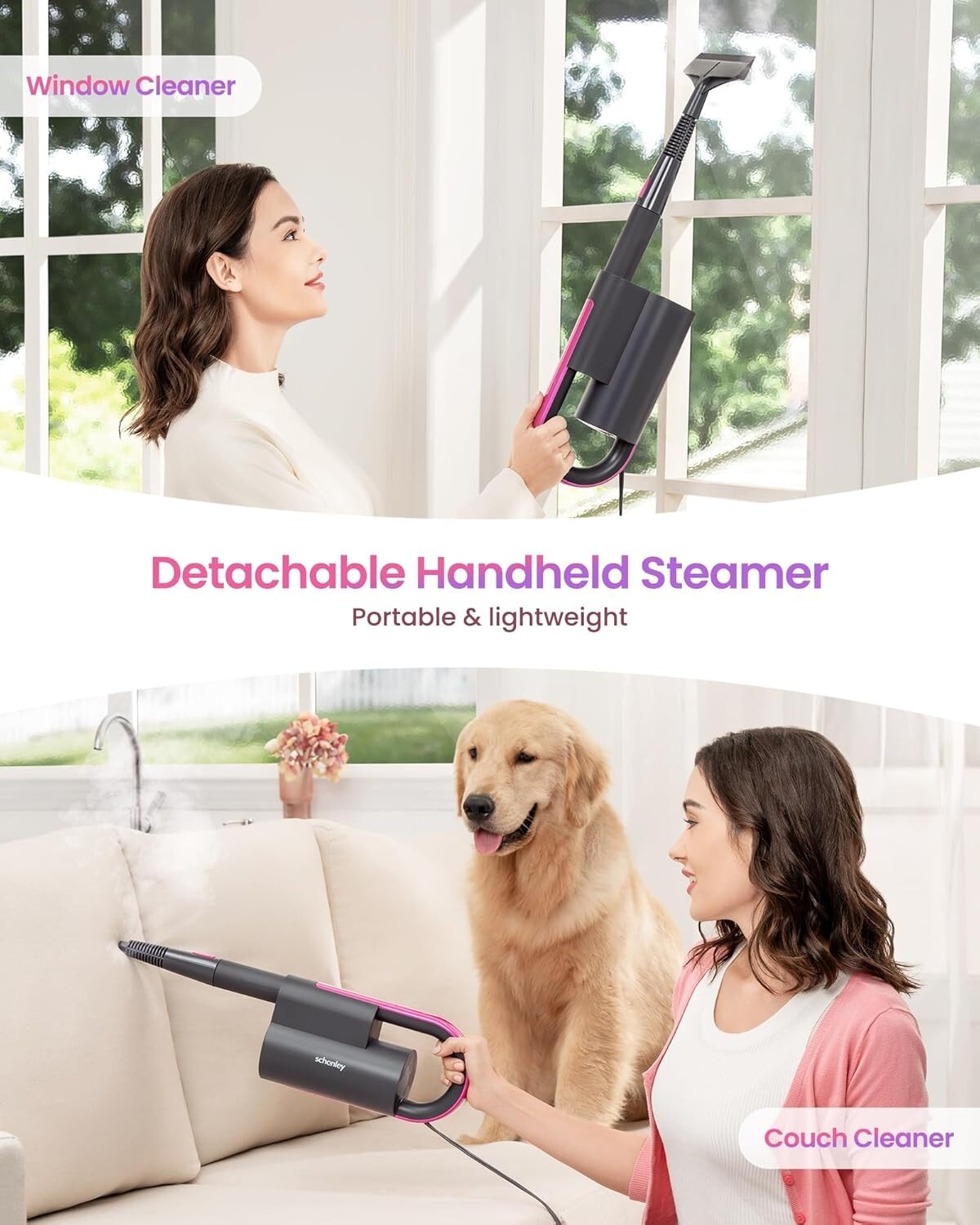 Chemical-Free 7-in-1 Steam Mop with Swivel Head & Washable Microfiber Pads