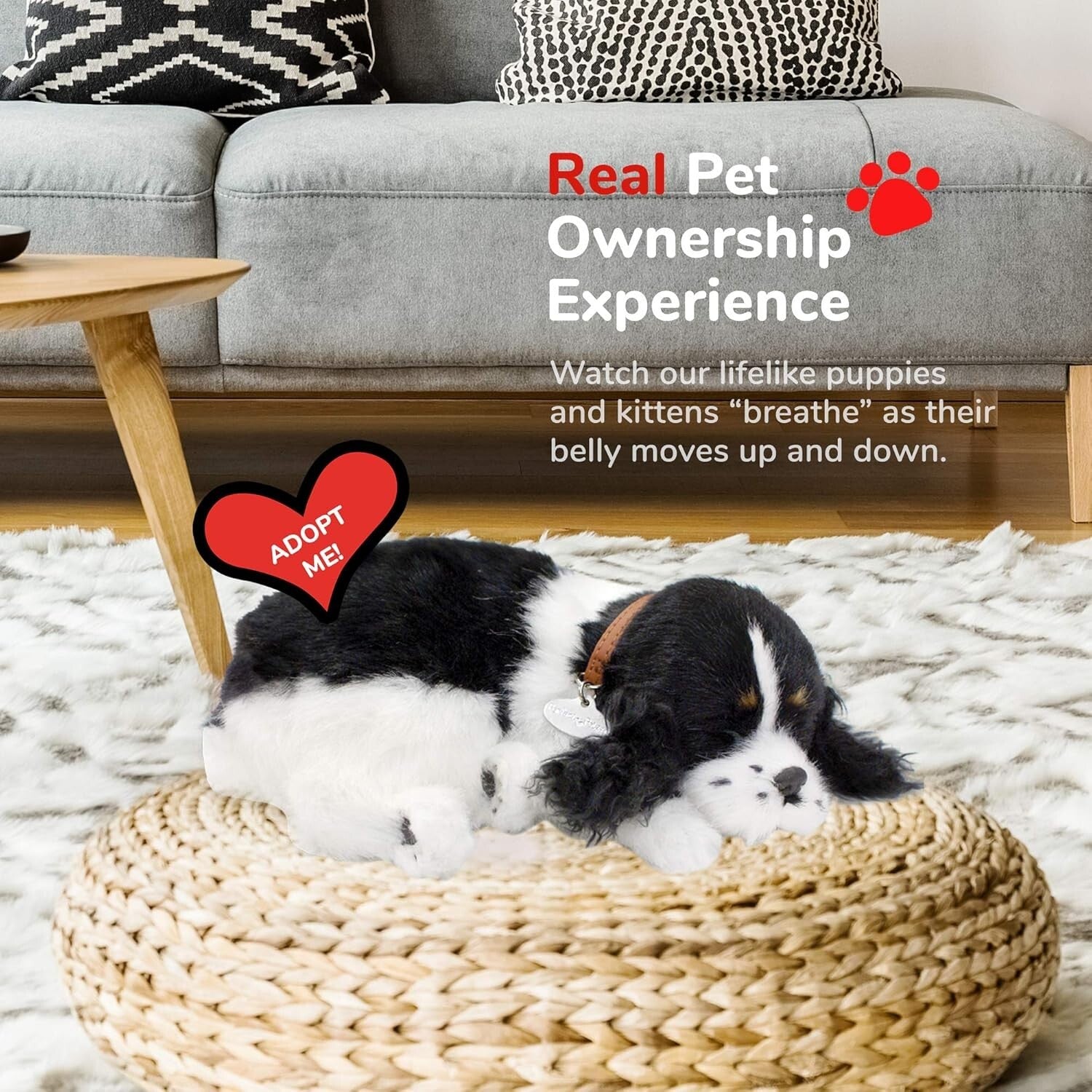 Breathing Interactive Cocker Spaniel Stuffed Toy - Kid-Friendly & Allergens-Free