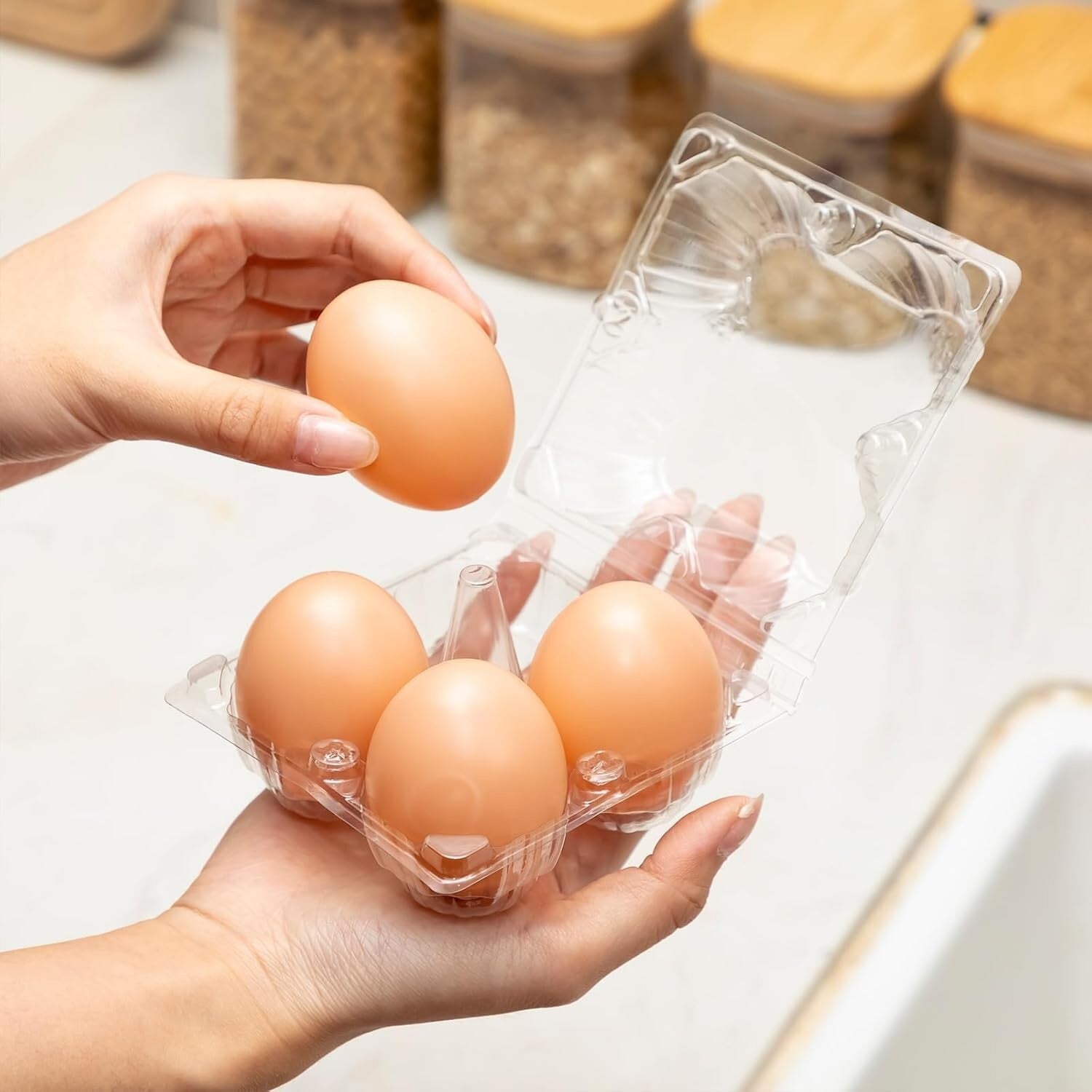 200 Pack Clear Plastic Egg Trays - Stackable & Visible for Easy Egg Handling