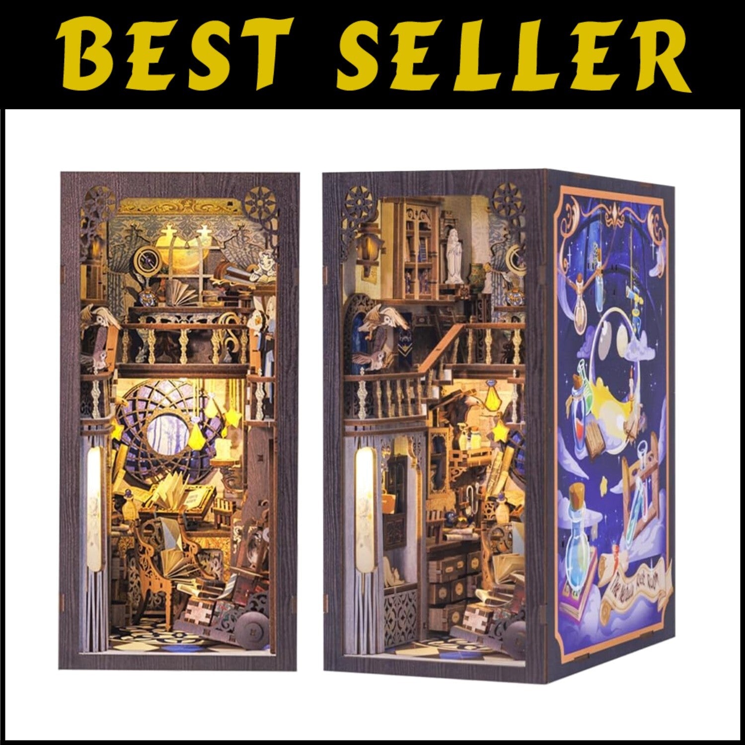 Nebula Common Room Book Nook Kit - Enchanting Miniature Decor with LED Light