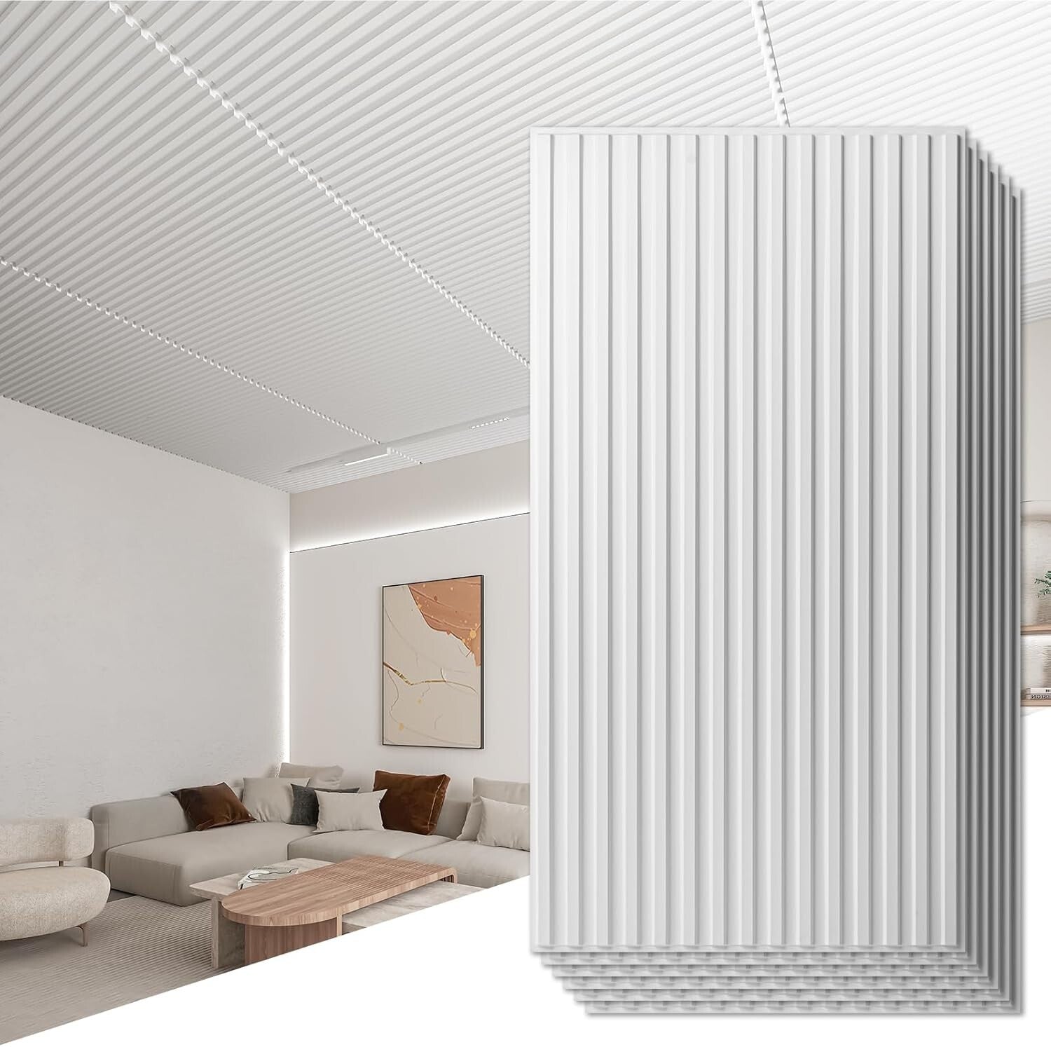 Versatile 24x48in 3D Slat PVC Wall Panels - 12 Packs for Stunning Interiors