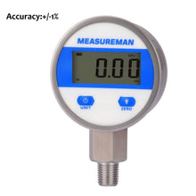 Load image into Gallery viewer, 2-1/2" Digital Industrial Pressure Gauge - Stainless Steel 0-60 psi Accuracy