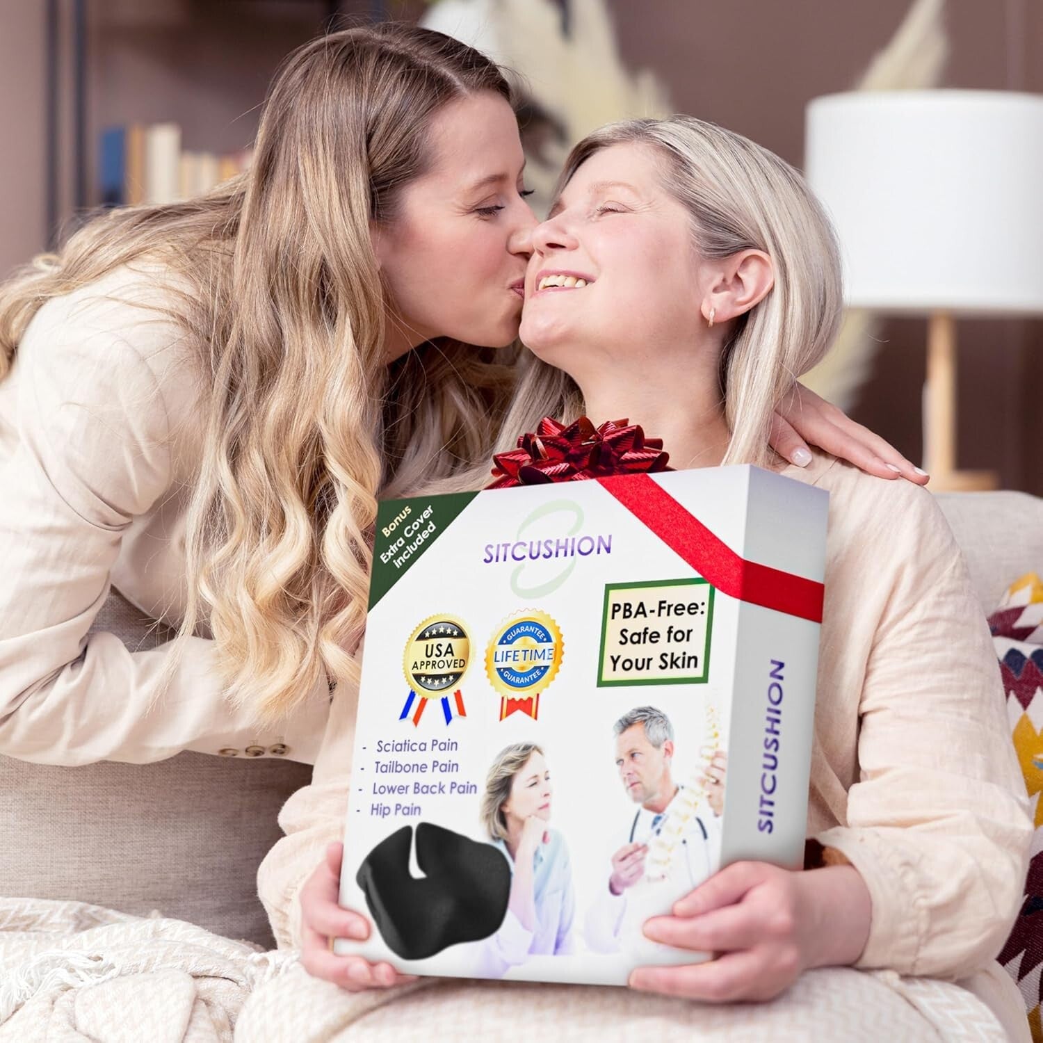 Ergonomic X-Large Memory Foam Seat Cushion for Tailbone Pain Relief & Support