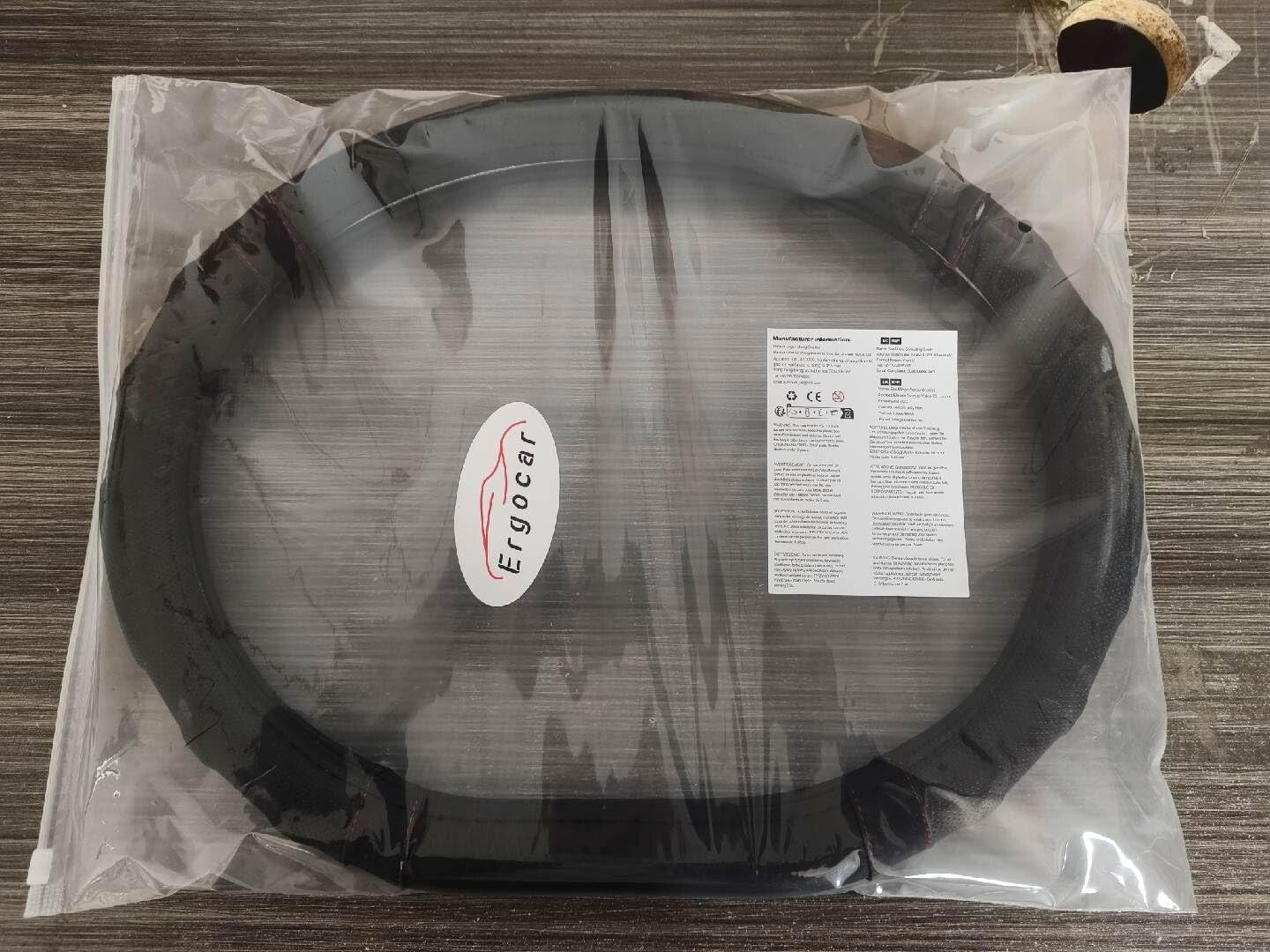 Elegant Black & Blue D-Shape Steering Wheel Cover - Premium Carbon Fiber Design