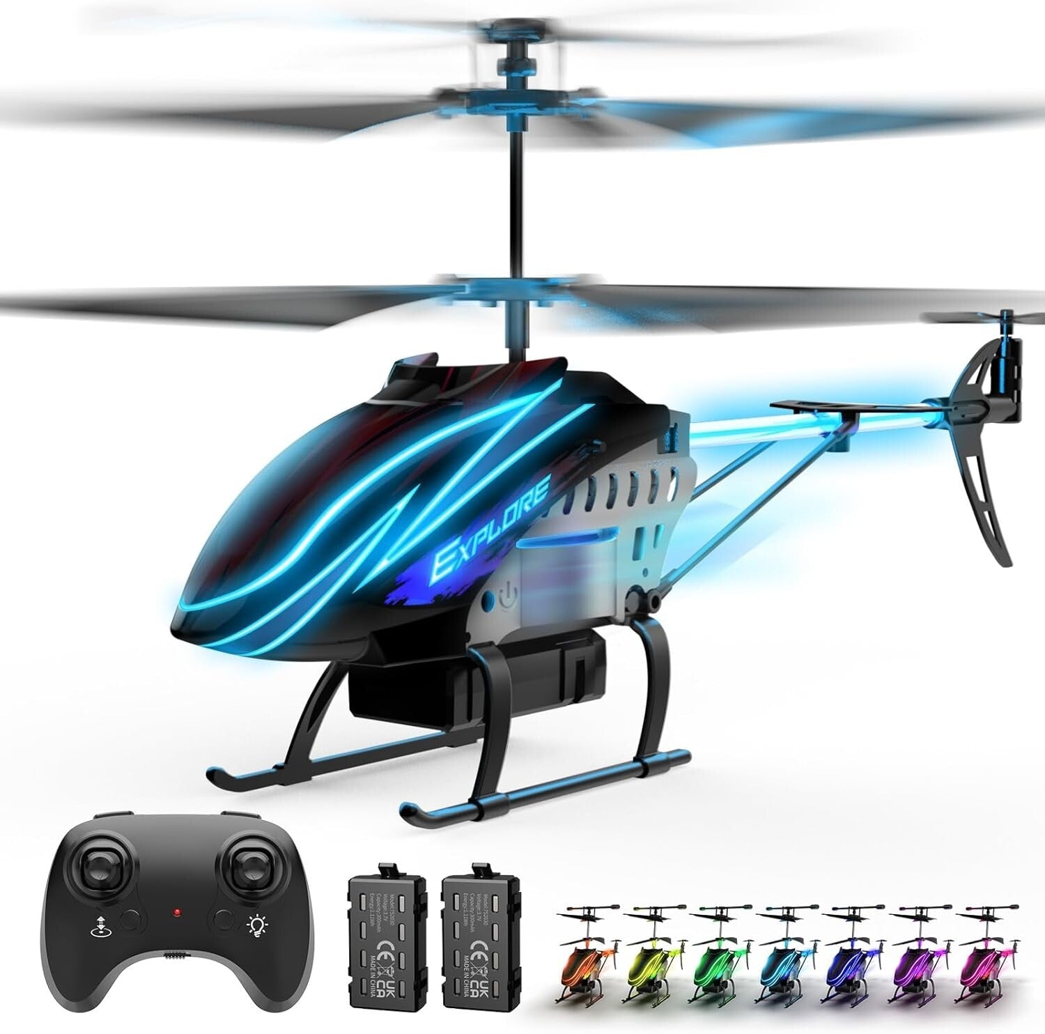 Durable RC Helicopter for Boys & Girls with 30 Mins Flight Time - LED Fun