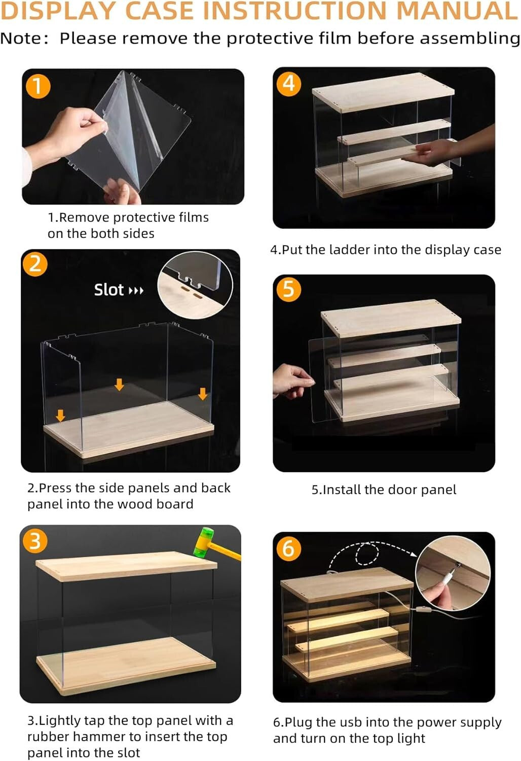 Dustproof 12.6 x 9.6 x 10.6 Acrylic Display Stand with 4 Tiers and Sliding Doors