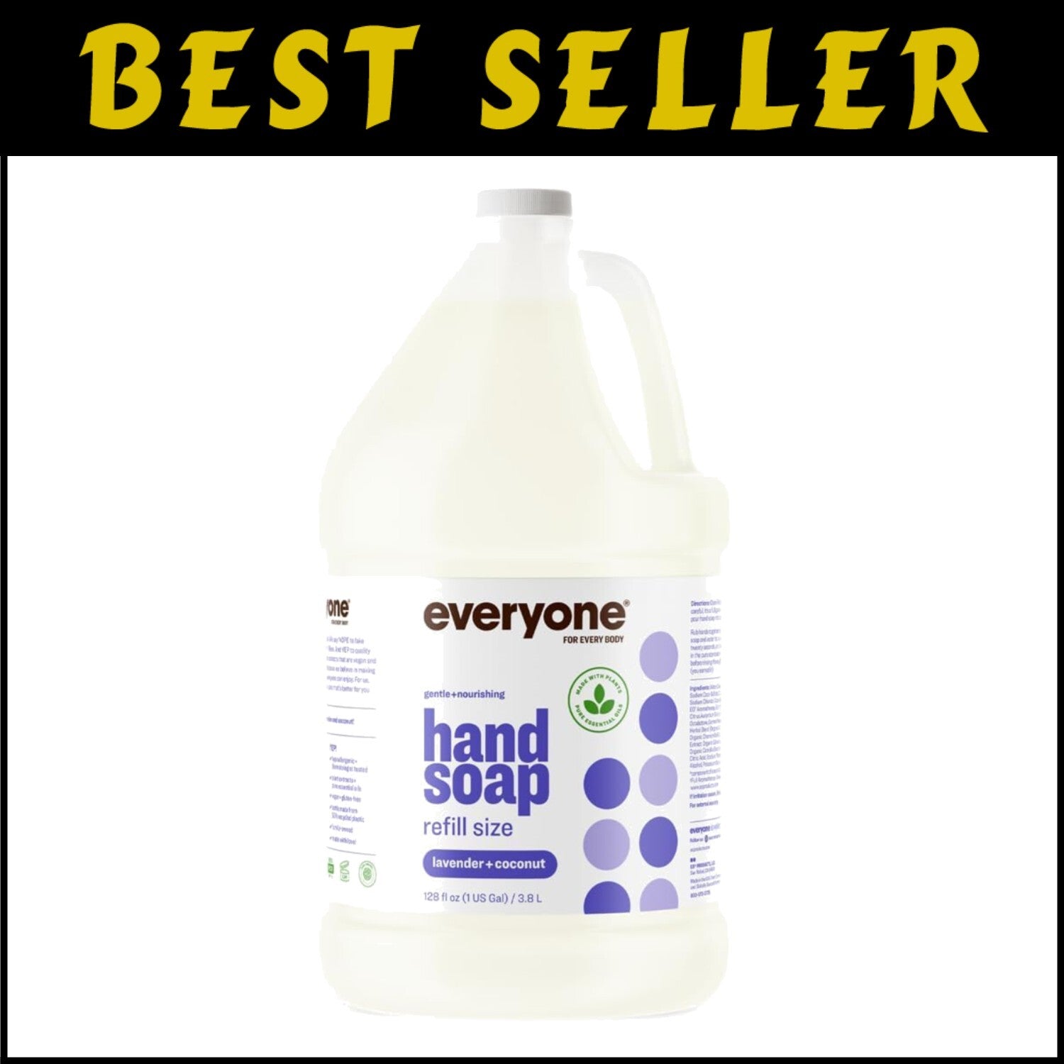 Gentle Lavender Coconut Liquid Hand Soap Refill, 1 Gallon Plant-Based Cleanser