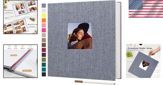 13.2x12.8 Inch Magnetic DIY Photo Album with 80 Pages & Metallic Pen - Gray