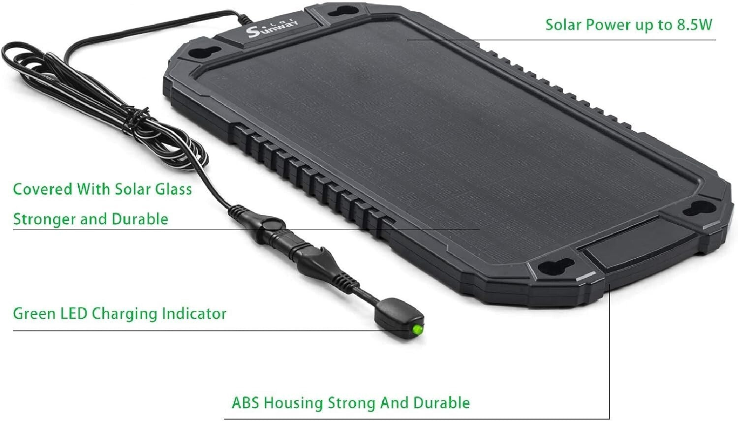 Waterproof Solar Battery Maintainer - 12V Charger for Cars, Trucks & Marine