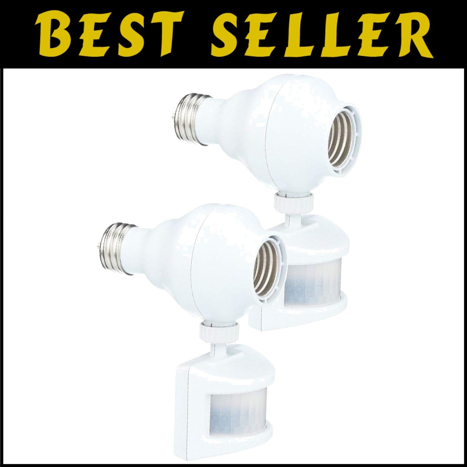 Automated Outdoor Motion Sensor Light Socket - Easy Screw-In Setup, 2 Pack