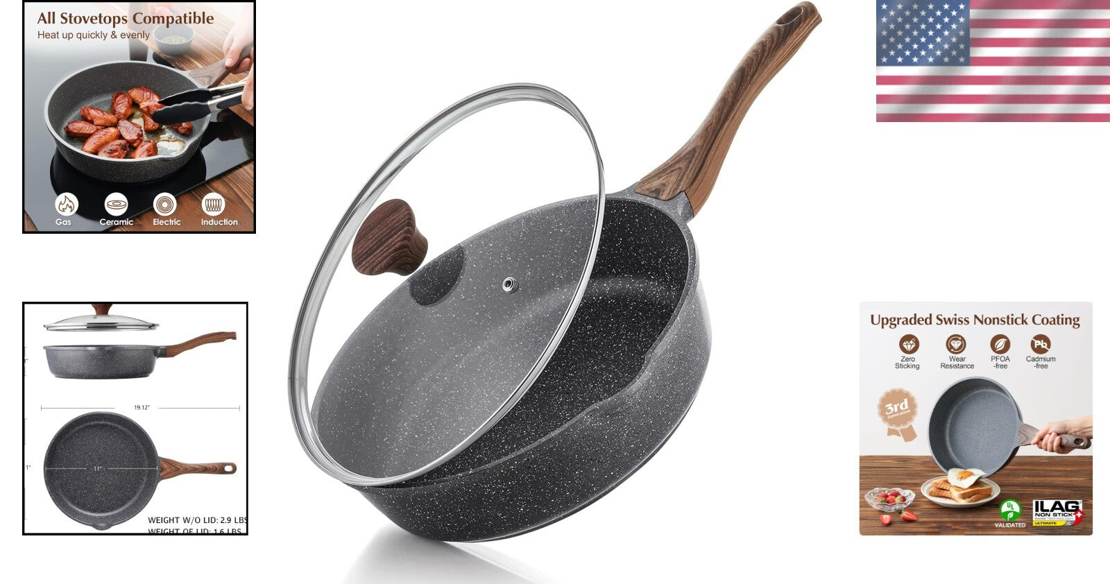 Versatile Nonstick Saute Pan with Stay-Cool Handle - Ideal for Healthy Cooking