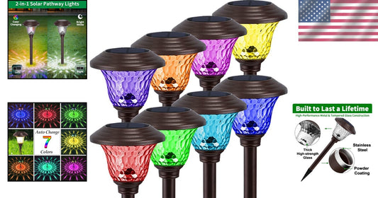 All-Weather Solar Pathway Lights - 8 Pack Waterproof with Colorful Illumination